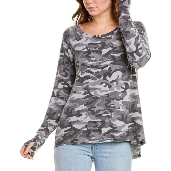 MICHAEL STARS Madison Sweater XL Brushed Camo Cinder Notch Neck Pullover B69 - Picture 1 of 7